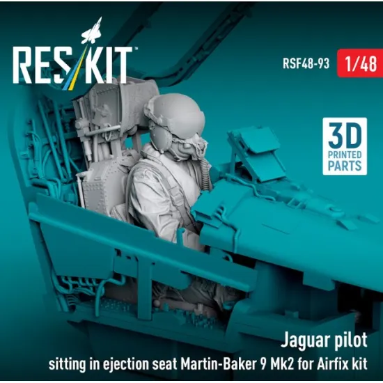 Reskit Rsf48-0093 1/48 Jaguar Pilot Sitting In Ejection Seat Martin-baker 9 Mk2 For Airfix Kit 3d Printed