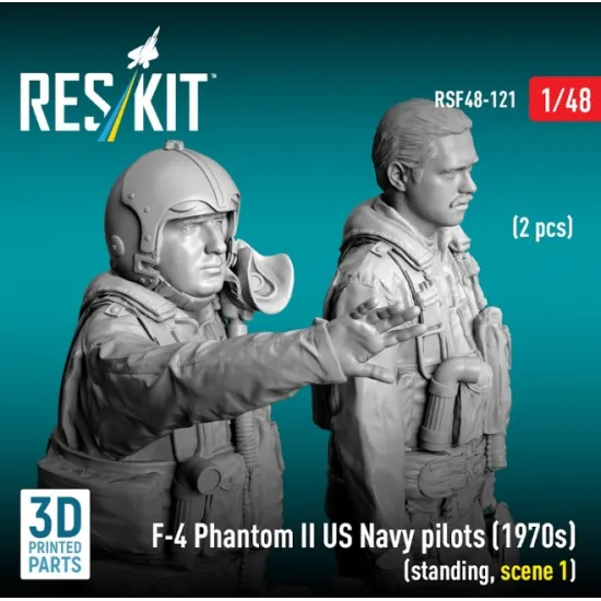 Reskit Rsf48-0121 1/48 F-4 Phantom Ii Us Navy Pilots 1970s Standing Scene 1 2 Pcs 3d Printed