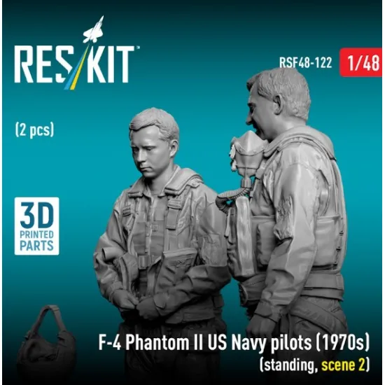 Reskit Rsf48-0122 1/48 F-4 Phantom Ii Us Navy Pilots 1970s Standing Scene 2 2 Pcs 3d Printed