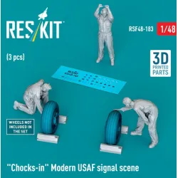 Reskit Rsf48-0183 1/48 Chocks-in Modern Usaf Signal Scene 3 Pcs 3d Printed