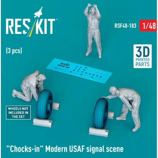 Reskit Rsf48-0183 1/48 Chocks-in Modern Usaf Signal Scene 3 Pcs 3d Printed