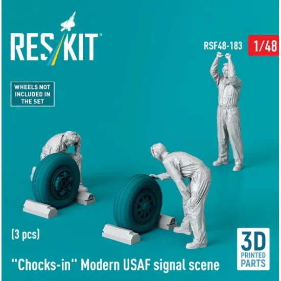 Reskit Rsf48-0183 1/48 Chocks-in Modern Usaf Signal Scene 3 Pcs 3d Printed