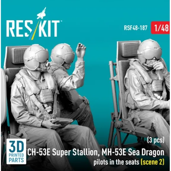 Reskit Rsf48-0187 1/48 Ch-53e Super Stallion Mh-53e Sea Dragon Pilots In The Seats 3 Pcs Scene 2 3d Printed