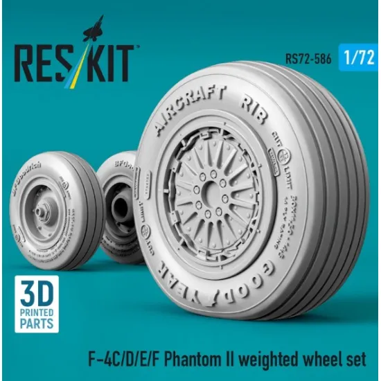 Reskit Rs72-0586 1/72 F-4c/D/E/F Phantom Ii Weighted Wheel Set 3d Printed
