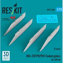 Reskit Rs72-0606 1/72 Mig-25p/Pd/Pds Foxbat Pylons 4 Pcs For Icm Kit 3d Printed