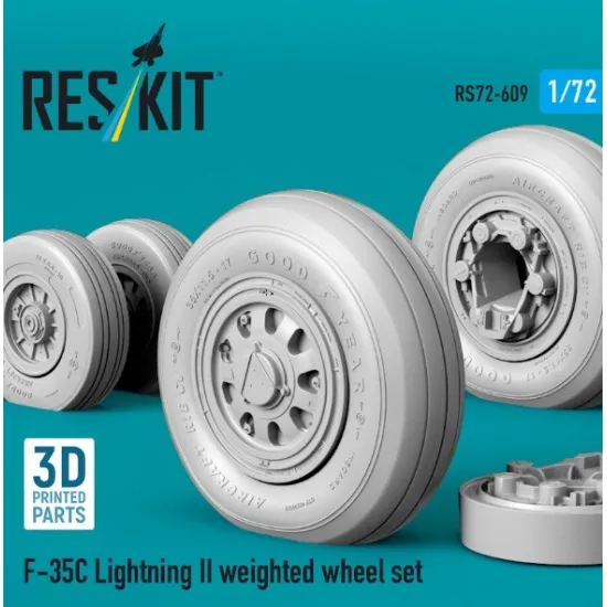 Reskit Rs72-0609 1/72 F-35c Lightning Ii Weighted Wheel Set 3d Printed