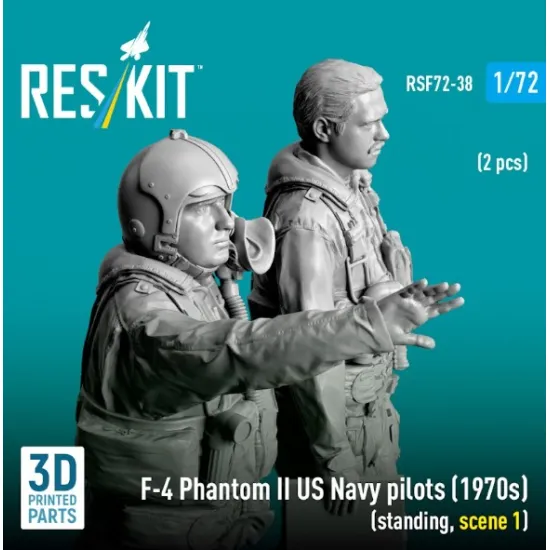 Reskit Rsf72-0038 1/72 F-4 Phantom Ii Us Navy Pilots 1970s Standing, Scene1 2 Pcs 3d Printed
