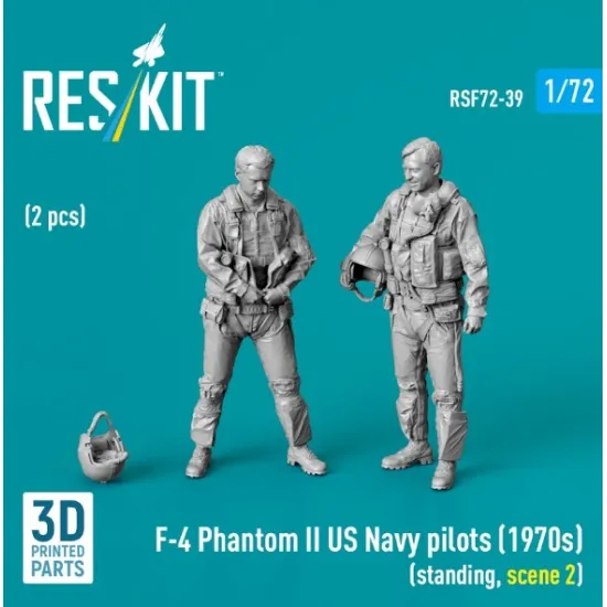 Reskit Rsf72-0039 1/72 F-4 Phantom Ii Us Navy Pilots 1970s Standing Scene 2 2 Pcs 3d Printed