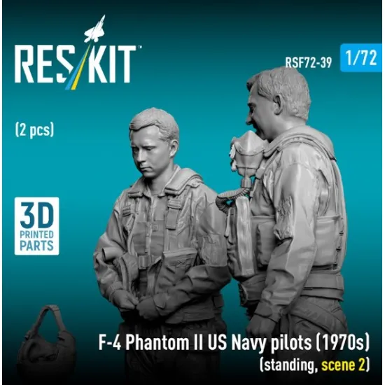 Reskit Rsf72-0039 1/72 F-4 Phantom Ii Us Navy Pilots 1970s Standing Scene 2 2 Pcs 3d Printed