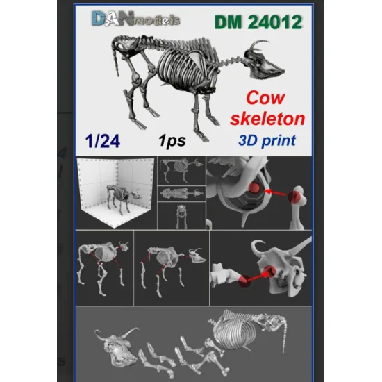 Dan Models 24012 1/24 Cow Skeleton 3d Printed Resin Kit 3d Print