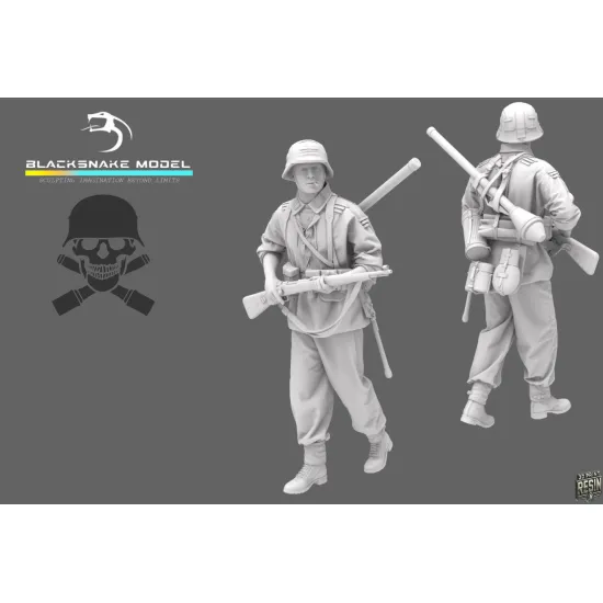 Black Snake Waf-04-48 1/48 German Waffen Soldier Ww2 Resin Figure Kit
