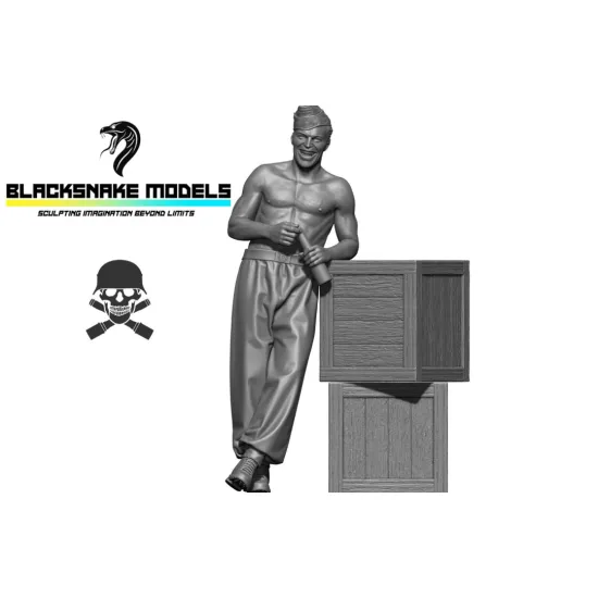 Black Snake Waf-19 1/35 Crew Member Normandy Summer 1944 Resin Figure Kit