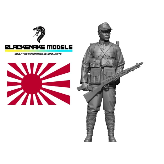 Black Snake Jap-04 1/35 Machine Gunner Japanese With Light Machine Gun Imperial Japanese Army