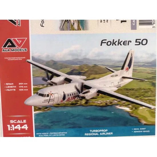 Aa Models 44108 1/144 Fokker 50 Ec-gbh Plastic Model Kit
