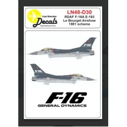 Lima November Decals 48-d30 1/48 Decal For Rdaf F-16a E-193 Le Boerget Airshow 1981 Scheme