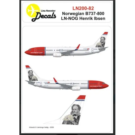Lima November Decals 200-82 1/200 Decal For Norwegian B737-800 Ln-nog Henrik Ibsen