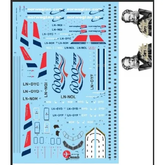 Lima November Decals 200-82 1/200 Decal For Norwegian B737-800 Ln-nog Henrik Ibsen