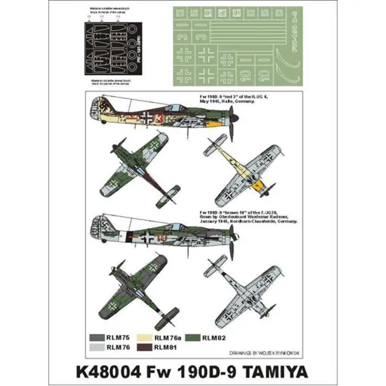 Montex K48004 1/48 Fw 190 D9 Tamiya 2 Canopy Mask Out And In And 1 Insignia Masks
