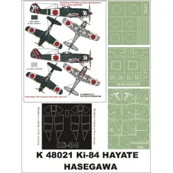 Montex K48021 1/48 Ki-84 Hayate 2 Canopy Mask Out / In 3 Insignia Masks For Hasegawa Kits