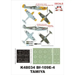 Montex K48034 1/48 Bf 109e-4 2 Canopy Mask Out And In And 2 Insignia Masks And Decals For Tamiya