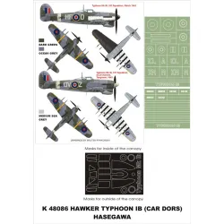 Montex K48086 1/48 Hawker Typhoonib 2 Canopy Out And In And 2 Insignia Masks For Hasegawa Kits