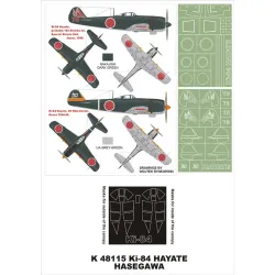 Montex K48115 1/48 Ki-84 Hayate 2 Canopy Mask Out/In 2 Insignia Masks For Hasegawa Kits