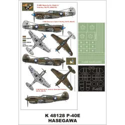 Montex K48128 1/48 P-40e 2 Canopy Mask Out/In 1 Insignia Masks Decals For Hasegawa Kits