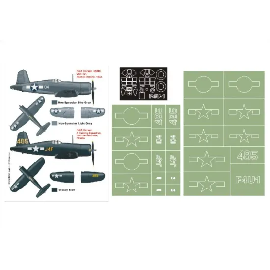 Montex K48151 1/48 F4u-1 Corsair 2 Canopy Mask Out/In 2 Insignia Masks Tamiya