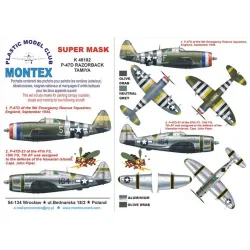 Montex K48182 1/48 P-47d Razorback 1 Canopy Out 3 Insignia Masks Decals Tamiya