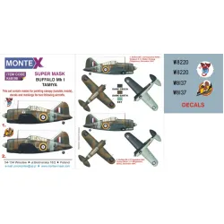 Montex K48198 1/48 Brewster Buffalo Mk.i 2 Canopy Out/In Insignia Masks Decals For Tamiya Kits