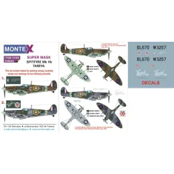 Montex K48202 1/48 Spitfire Mk.vb 1 Canopy Out 1 Insignia Masks Decals For Tamiya