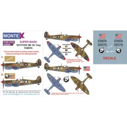 Montex K48204 1/48 Spitfire Mk.vb Trop 1 Canopy Out 1 Insignia Masks Decals For Tamiya