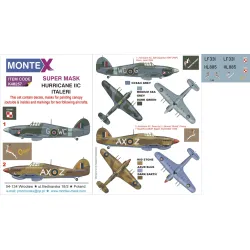 Montex K48257 1/48 Hurricane Iic 2 Canopy Out/In 1 Insignia Masks Decals Italeri