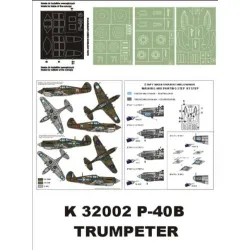 Montex K32002 1/32 P-40 B Avg,raf 2 Canopy Out/In 3 Insignia Masks Trumpeter