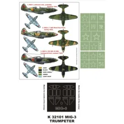 Montex K32101 1/32 Mig - 3 2 Canopy Mask Out/In 2 Insignia Masks For Trumpeter Kits