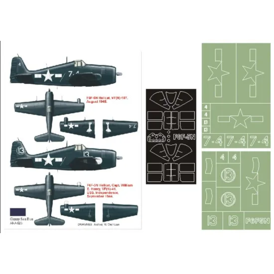 Montex K32124 1/32 F6f5n Hellcat 2 Canopy Mask Out/In 2 Insignia Masks For Trumpeter Kits