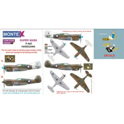 Montex K32238 1/32 P-40e 2 Canopy Mask Out/In 1 Insignia Masks Decals For Hasegawa Kits