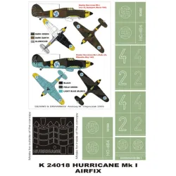 Montex K24018 1/24 Hurricane I Finland 2 Canopy Out/In5 Insignia Masks Airfix