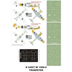 Montex K24027 1/24 Bf 109g-6 2 Canopy Outside/Inside 3 Insignia Masks For Trumpeter Kits