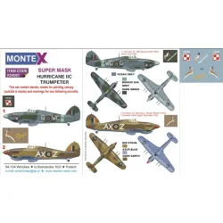 Montex K24067 1/24 Hurricane Iic 2 Canopy Out/In 3 Insignia Masks Decals For Trumpeter Kits