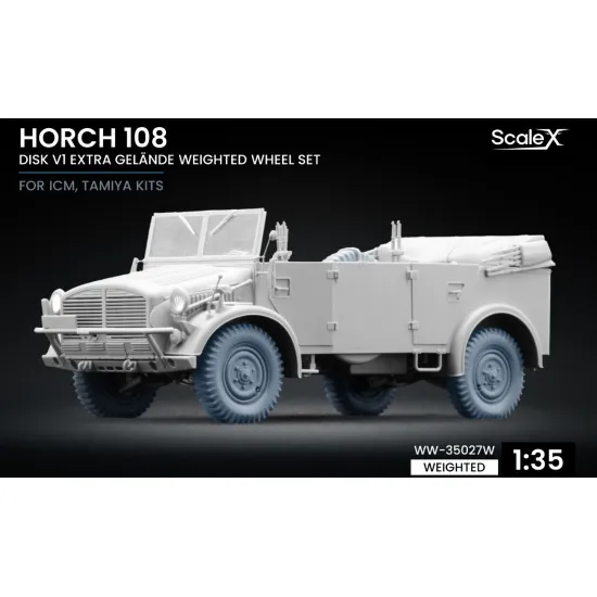 Scalex Ww-35027w 1/35 Horch 108 Extra Gelande Wheel Set With Deformation On The Rim V1 Icm Tamiya