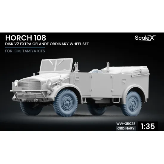 Scalex Ww-35028 1/35 Horch 108 Extra Gelande Wheel Set On Disc V2 Icm Tamiya