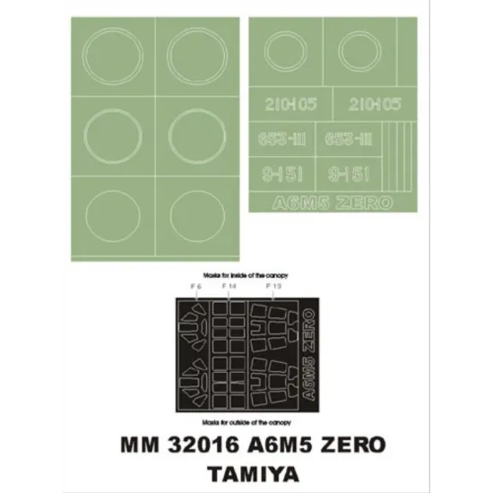 Montex Mm32016 1/32 A6m5 Zero 2 Canopy Masks Out/In 2 Insignia Masks For Tamiya Kits