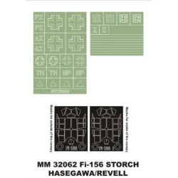 Montex Mm32062 1/32 Fi 156c Storch 2 Canopy Masks Out/In 2 Insignia Masks Revell