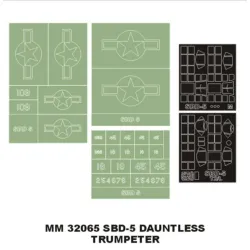 Montex Mm32065 1/32 Sbd-5 Dauntless 2 Canopy Masks Out/In 3 Insignia Masks For Trumpeter Kits