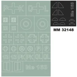 Montex Mm32148 1/32 Me 163 2 Canopy Masks Out/In 1 Insignia Masks For Meng