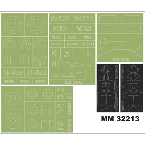 Montex Mm32213 1/32 Gloster Meteor F.8/Fr.9 2 Canopy 4 Insignia Masks Revell