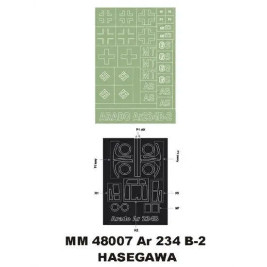 Montex Mm48007 1/48 Arado Ar234b2 1 Canopy Masks Outside 1 Insignia Masks Hasegawa