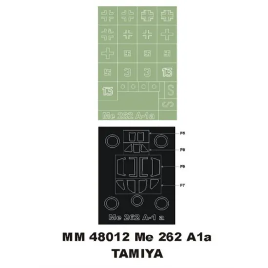 Montex Mm48012 1/48 Me-262a-1a 2 Canopy Masks Out/In1 Insignia Masks For Tamiya