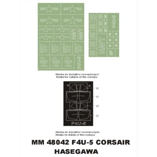 Montex Mm48042 1/48 F4u-5 Corsair 2 Canopy Masks Out/In 2 Insignia Masks Hasegawa